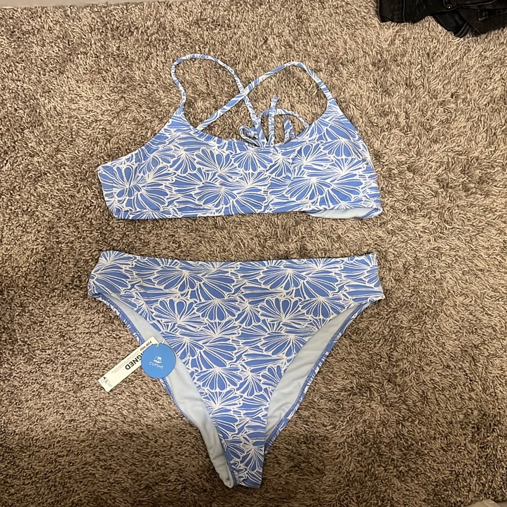 Blue and White floral bikini set!